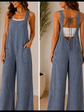 Women’s Wide-Leg Zenana Jumpsuit - Blue